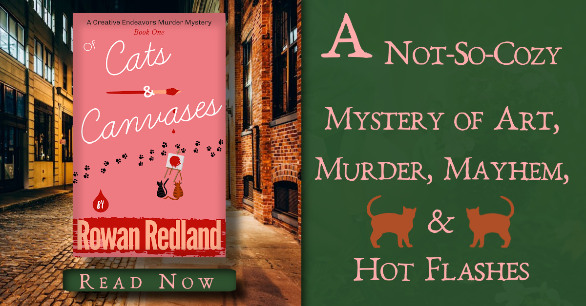 banner for novel Of cats and canvases by rowan redland